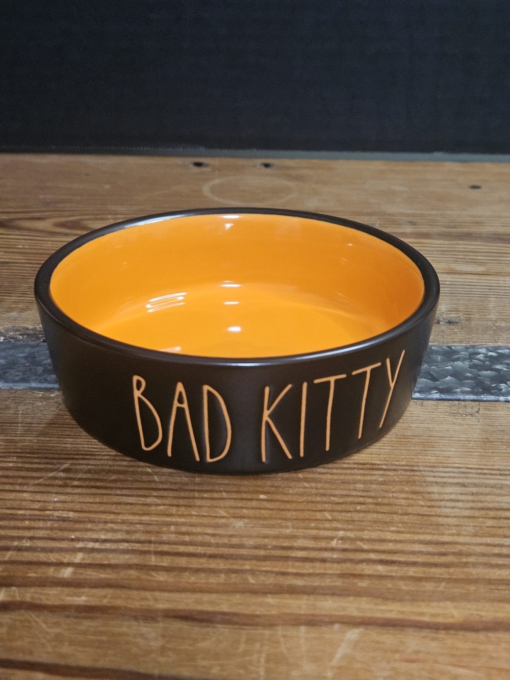 Rae Dunn Bad Kitty Orange Ceramic Pet Bowl - Home Accents